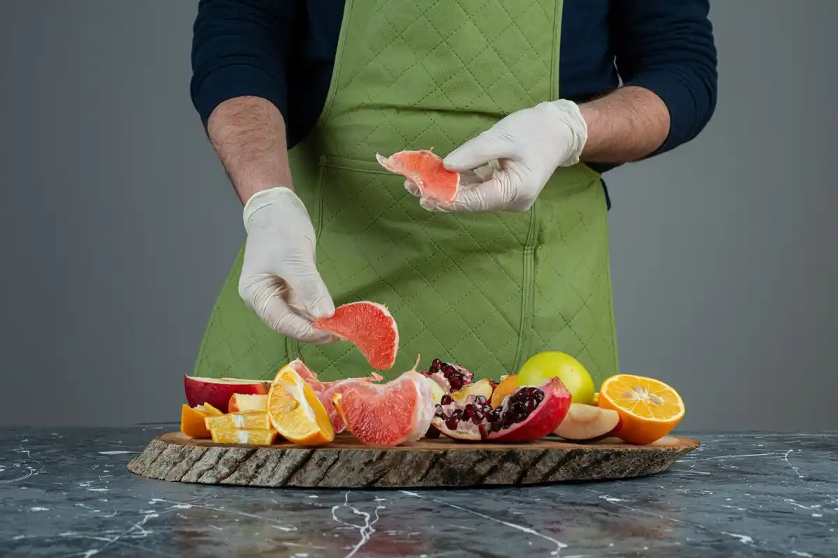 chef prepping vegetables ice water blanching