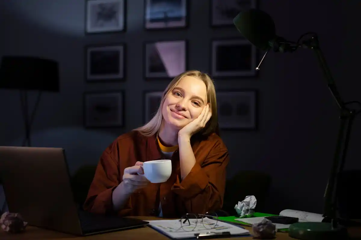 creative night owl working late at home