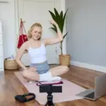 fit woman doing plank home minimal dutch interior