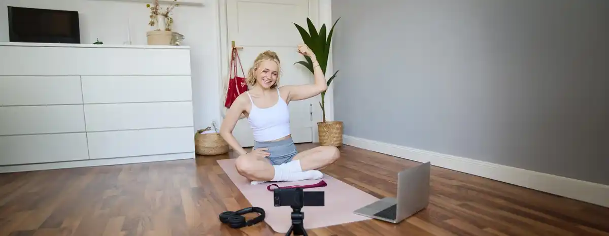 fit woman doing plank home minimal dutch interior