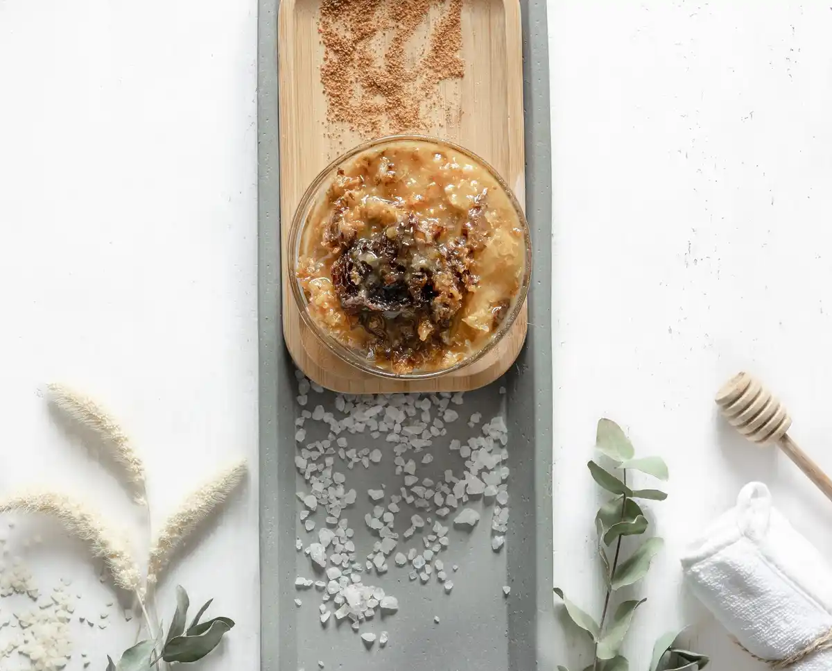 homemade coffee scrub flatlay with dutch design elements