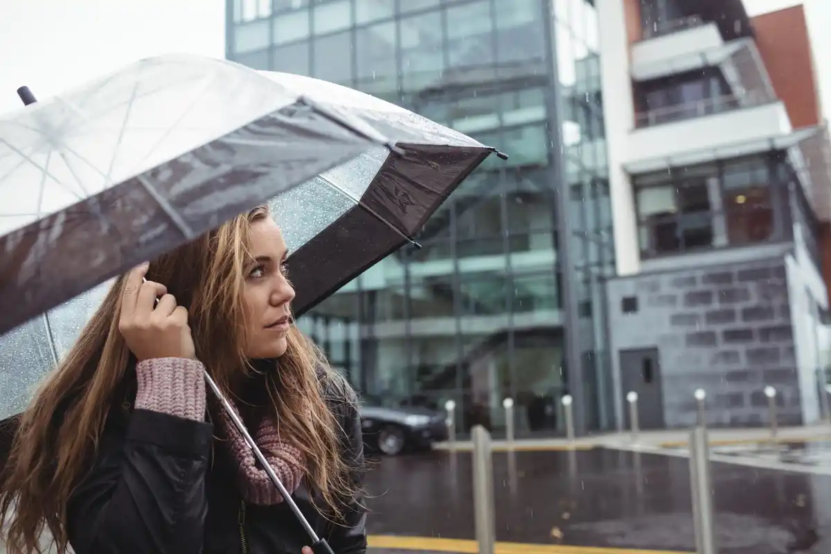 dutch rain wet hair urban street