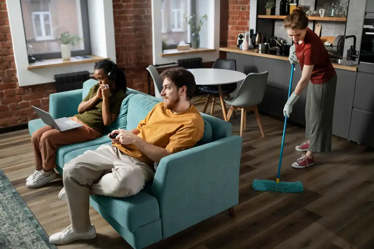 dutch family decluttering home together