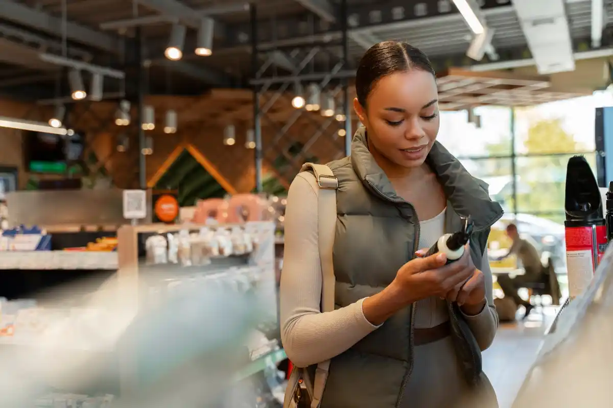Person using mobile app for supermarket discount in Netherlands